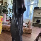Hand Carved African Tribal Ebony Wood Sculpture Female Figure Statue Folk Art