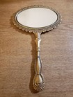 Vintage Vanity Mirror Ornate French Gold Tone Metal Double Sided Handheld