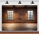 7x5ft Fabric Backdrop - Vintage Brick Wall   Wooden Floor For Home Office  Zoom 
