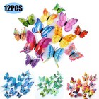 12pcs 3d Butterfly Wall Decor Stickers Diy Magnetic Decals Room Party Decoration