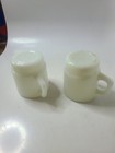 2 Vtg Anchor Hocking Fire King Mcdonald s Good Morning Coffee Mugs Milk Glass