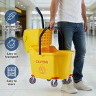 Commercial Mop Bucket With Side Press Wringer On Wheels  35 Quart Capacity