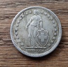 Silver Switzerland 2 Francs Coin--1947--only 500 000 Made--great Detail  Spots
