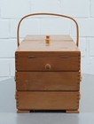 Wooden Sewing Box Craft Box Accordion Extendable 3 Tier Vintage