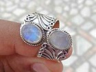 Moonstone 925 Sterling Silver Band  Statement Ring Handmade Ring All Size-q-38
