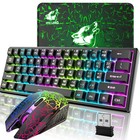 Mini 68 Keys Mechanical Gaming Keyboard   6400dpi Honeycomb Mouse  Rgb Backlit