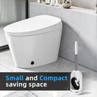 Toilet Brush And Holder Set  Curved Toilet Brush With Stainless Steel Handle