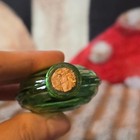 Green Vintage Miniature Glass Flask Bottle Corked Small Benjamin Franklin