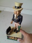 Vtg  Book Of Knowledge Uncle Sam Cast Iron Mechanical Coin Bank  Antiq Style