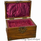 Antique Victorian Oak Jewel Casket Box Brass Mounted Trinkets 1900 Velvet Lined