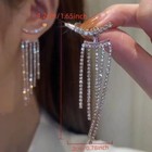 Fashion Women Shiny Rhinestone Fringe Tassel Stud Earrings Creative Jewelry Gift
