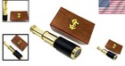 6-inch Brass Handheld Telescope In Anchor Wooden Box - Vintage Nautical Decor