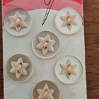 Vintage Card 8 Glamor Buttons Pearlized White Flower Star Two Hole 12 5mm 1 2 