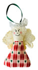 Lot 6 Vintage Christmas Ornaments Cloth Embroidery Macrame Lace Angels 1980s
