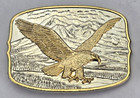 American Bald Eagle On Mountains Belt Buckle - Silver   Gold Plate 1982