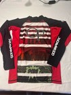Op Kids Red  Black   White Striped Rashguard- Graphic Surf Swim Top