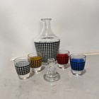 Vintage Luminarc France Liquor Decanter   Multi Color 4 Shot Glass Set Small