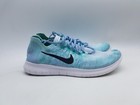 Nike Free Rn Flyknit 2017 Women s Size 12 Running Shoes Cyan Blue
