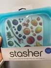 6-pack Of New Stasher Silicone Reusable Silicone Food Bags  Sandwich Size  Aqua