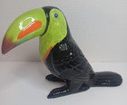 Black Toucan Ceramic Bird Figurine- Fun Summer Tropical Decor-bright Colors  