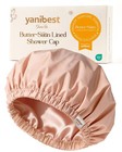 Reusable Waterproof Shower Cap For Women  Satin Lined  Soft Elastic Band  Large