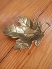 Vintage Solid Brass Maple Leaf Shaped Tray 5  Small Trinket Dish Candle Holder