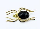 Vintage 1920s Gold-tone   Black Plastic Spider Pin