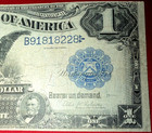  1 1899 Black Eagle 1 Dollar Silver Certificate Blue Seal  large Size  Fine 