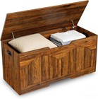 39 3  Storage Chest Wooden Bench Toy Box With Flip Top Lid Safety Hinge Organize