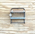 Rustic Wall Shelf With Towel Bar     Metal Wire Basket   Wood Accent     10 5    Tall