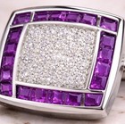 3ct Princess Lab Created Amethyst Men s Shirt Cufflinks 14k Yellow Gold Plated