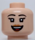 Lego Head  Female Thin Black Eyebrows Long Eyelashes Medium Nougat Lips Smile