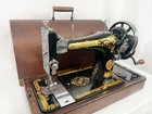 1936 Singer Model 28 Hand Crank Sewing Machine Victorian Decal Set Bentwood Case