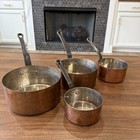 Vintage Copper Nesting Pot Set Of 4 France Hammered Stainless Lining 1 5mm Heavy