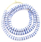 Handmade Ghana Recycled Blue And White Glass Disk Shape African Trade Beads