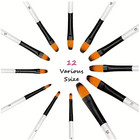 12pcs Nylon Hairpaint Brush Set Wooden Handle Watercolor Acrylic Oil Art Brushes