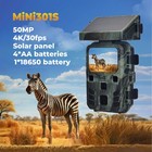 Solar Trail Camera 50mp 4k Wildlife Hunting Game Cam  Night Vision Outdoor  32gb