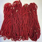 5mm-5 5mm Antique Venetian Cranberry Red White Heart Trade Beads Strands