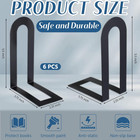 Metal Bookends Set 6 Or 12 Pieces Black Minimalist Steel Vertical Shelf