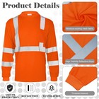 4 Pcs Long Sleeve Safety Shirt High-vis Reflective For Work  Construction Orange