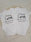 Personalised  coming Soon  Baby Vest grow - Boy girl Baby Pregnancy Announcement