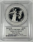2015-w  100 Proof Platinum Eagle 1 Oz Pcgs Pr70 Reagan Legacy Series