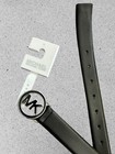 Michael Kors Belt Black  Skinny Mk Logo Silver   Black Buckle Genuine Leather