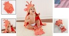 Adorable 100  Cotton Lobster Hooded Towel For Infants     Orange Bath Time Fun