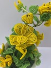 Vintage French Glass Beaded Flower Bouquet In Teacup Yellow 6 