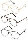3 Pairs Metal Aviator Reading Glasses - Spring Hinge Tear Drop Reader Gold Brown