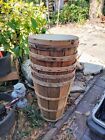Vintage Bushel Basket Full Size Lot Of 5 Wooden Slat Orchard Fruit Produce 