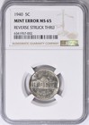 1940 Jefferson Struck Thru Reverse Error  L  k At 12 30 Ngc Ms65   