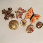 Lot Of 7 Vintage - Modern Costume Jewelry 6 Brooches Pins 1 Clip