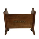 Vintage Wood Leather Lined Magazine Rack Early American Style Brass Handles